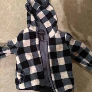 Jarvis Archer 3T buffalo plaid fleece zip up w/antlers. Like new.